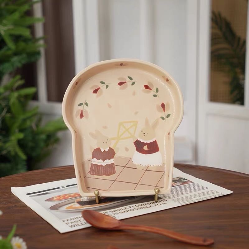 【Handmade to Order】Cute Bread Toast Shaped Plate