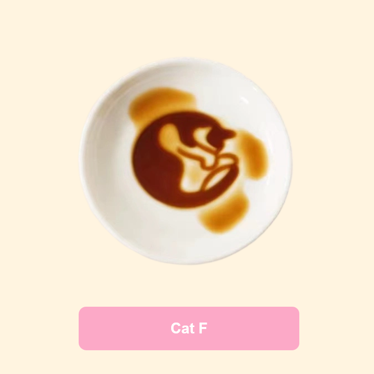 3D cat relief ceramic sauce dish — Cat F design, magic sauce reveal effect, MeowCeramics