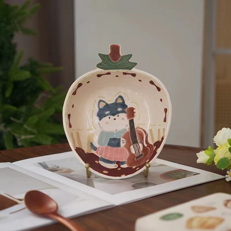 【Handmade to Order】Cute Strawberry Cat & Dog Dessert Fruit Plate