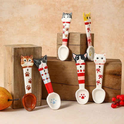 Cat spoon gift idea — handcrafted ceramic, perfect for cat lovers, MeowCeramics
