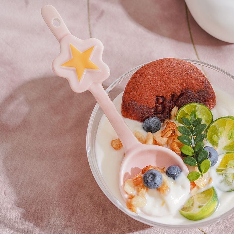 Cute star-shaped ceramic spoon — sakura pink, handcrafted tableware, MeowCeramics
