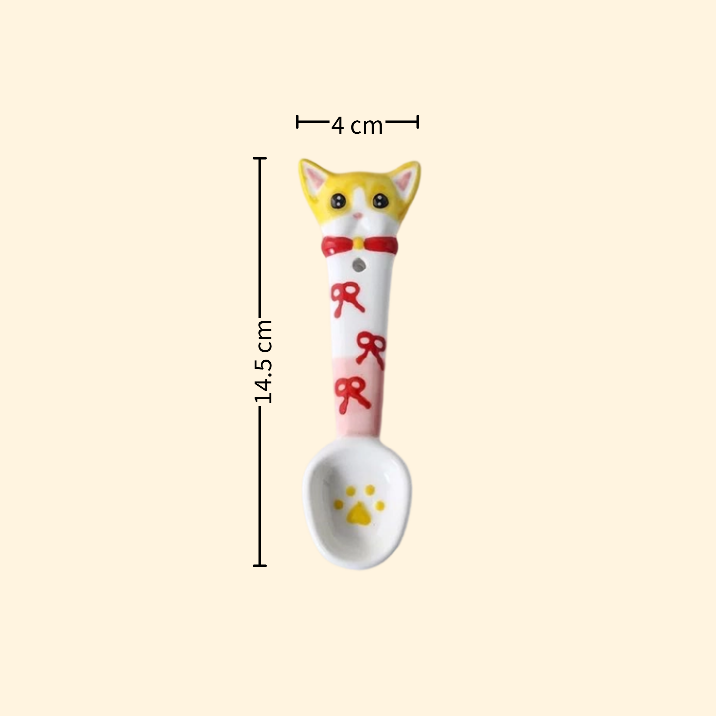 Yellow Devon Rex handmade ceramic spoon — underglaze painted, food-safe, MeowCeramics