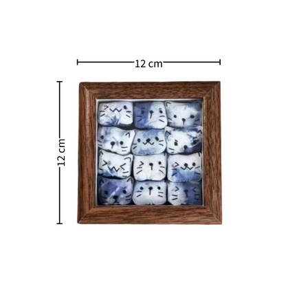 Handmade Tie-Dye Plush Cat Photo Frame — 12 Unique Cats | Wood Frame | Wall & Desk Decor