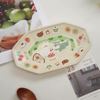 【Handmade to Order】Cute Westie (West Highland Terrier) Octagonal Plate