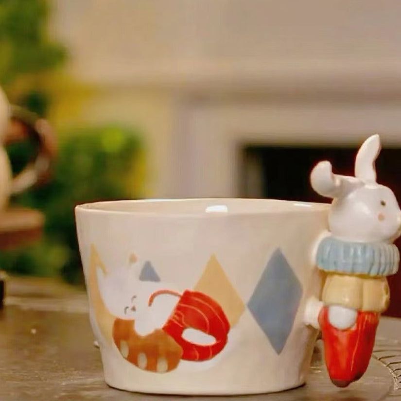 【Handmade to Order】Adorable Hand-Sculpted Bunny Series Ceramic Coffee Mug
