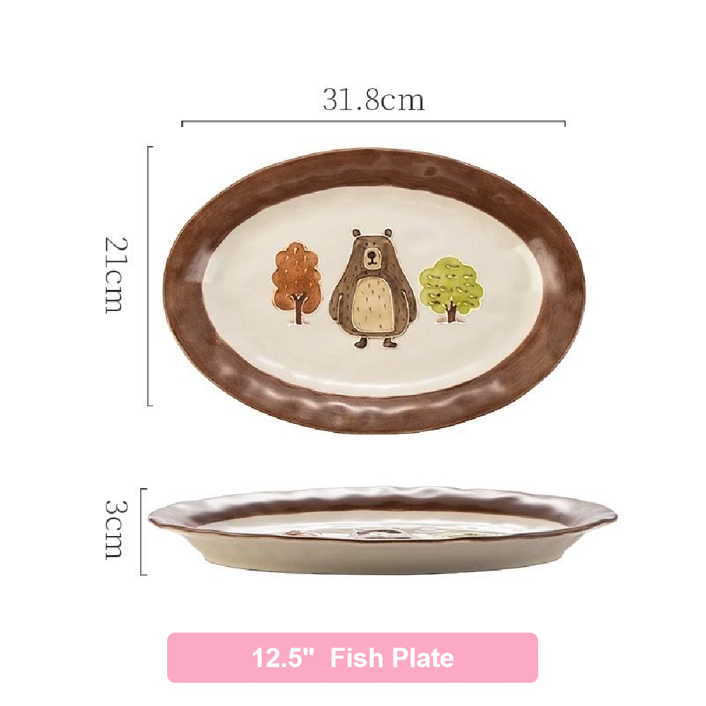 Adorable Forest Bear Family Tableware Set - Set of 14
