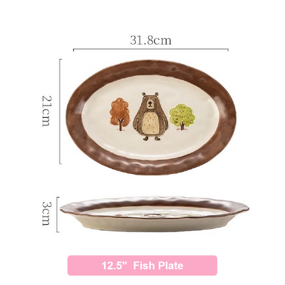 Adorable Forest Bear Family Tableware Set - Set of 14