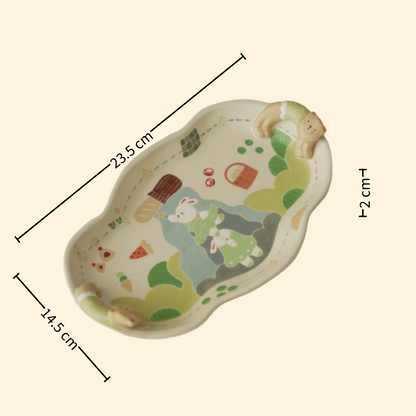 【Handmade to Order】Cute 3D Cat Scalloped Plate