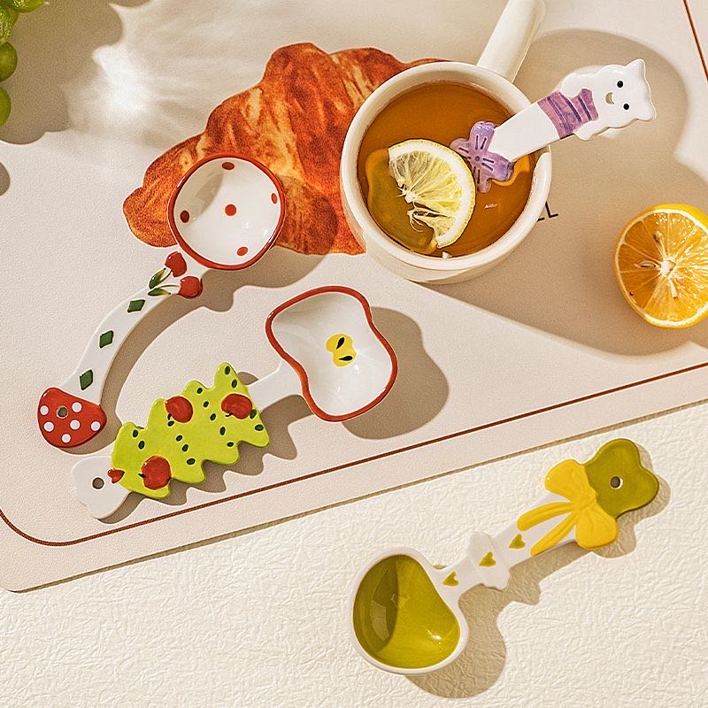 Underglaze ceramic spoon detail — extra-deep bowl and wide ergonomic handle, MeowCeramics