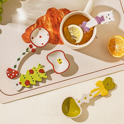 Underglaze ceramic spoon detail — extra-deep bowl and wide ergonomic handle, MeowCeramics