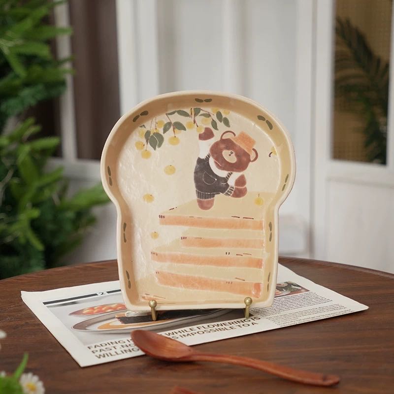 【Handmade to Order】Cute Bread Toast Shaped Plate