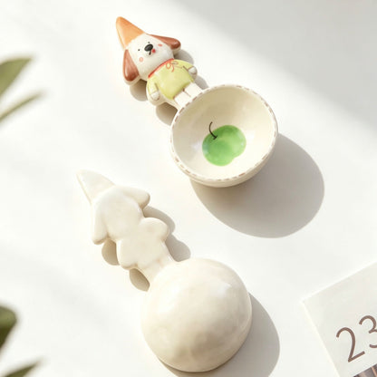 Puppy ceramic spoon gift idea — handcrafted dog lover gift, MeowCeramics