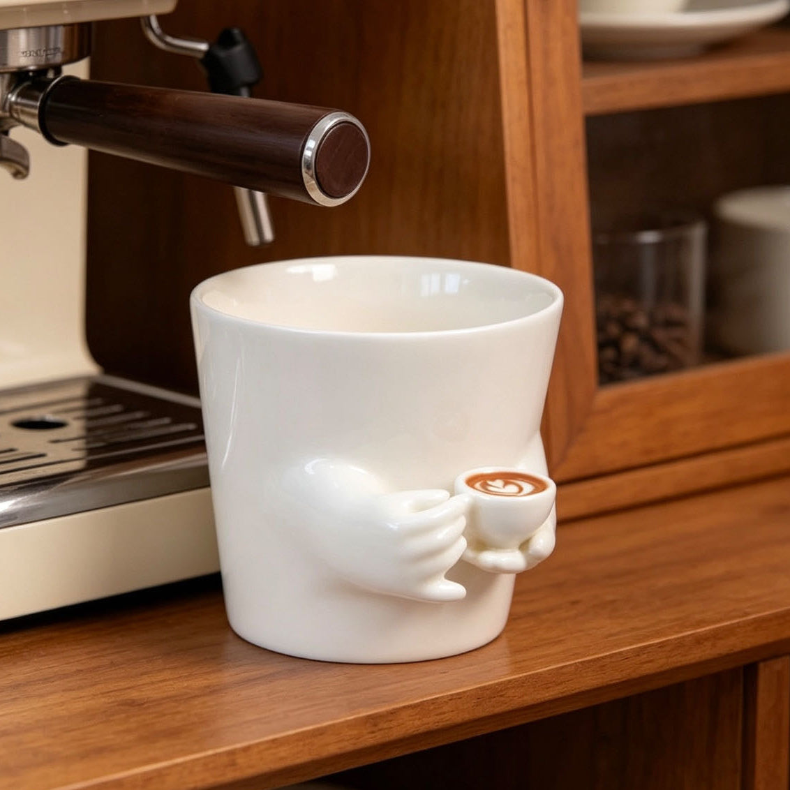 A Coffee Cup That Grows Hands & Makes Latte Art