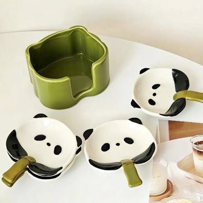 Panda-Shaped Ceramic Dipping Dish Set