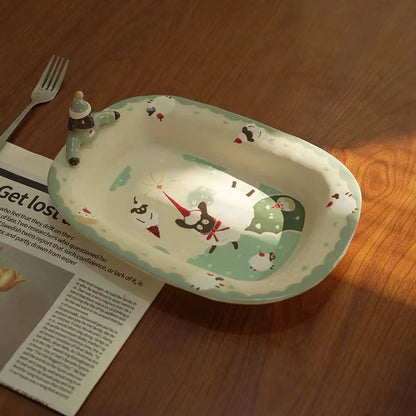 【Handmade to Order】Cute 3D Puppy with Hat Oblong Plate