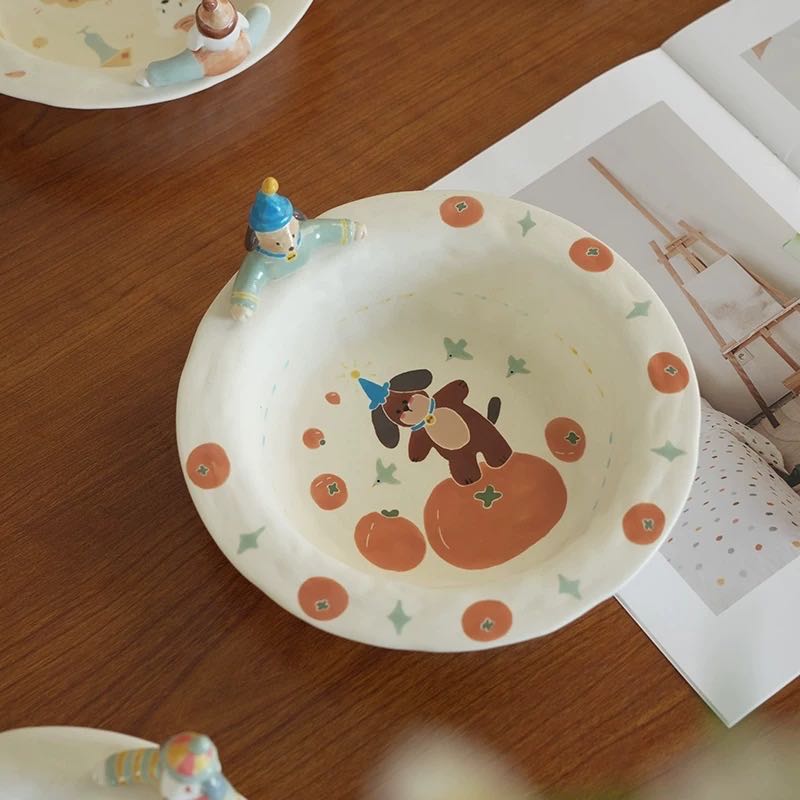 【Handmade to Order】Cute 3D Puppy Round Plate