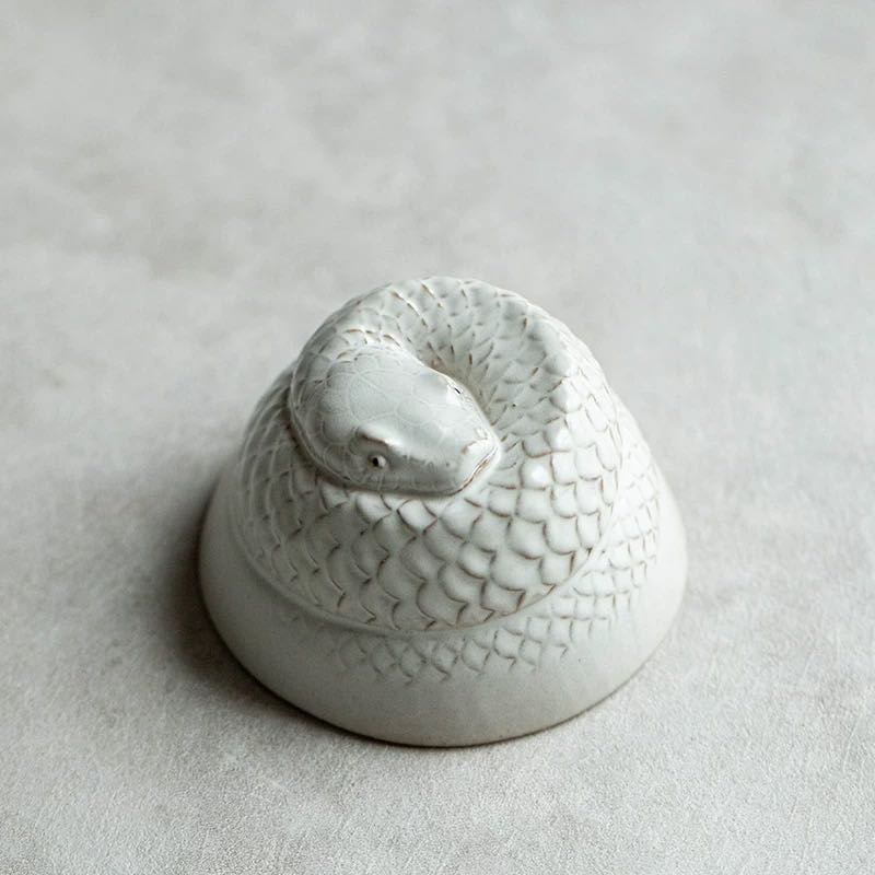 Handcrafted Zen Wood-Fired Teacup: Dragon & Snake Design - 130ml