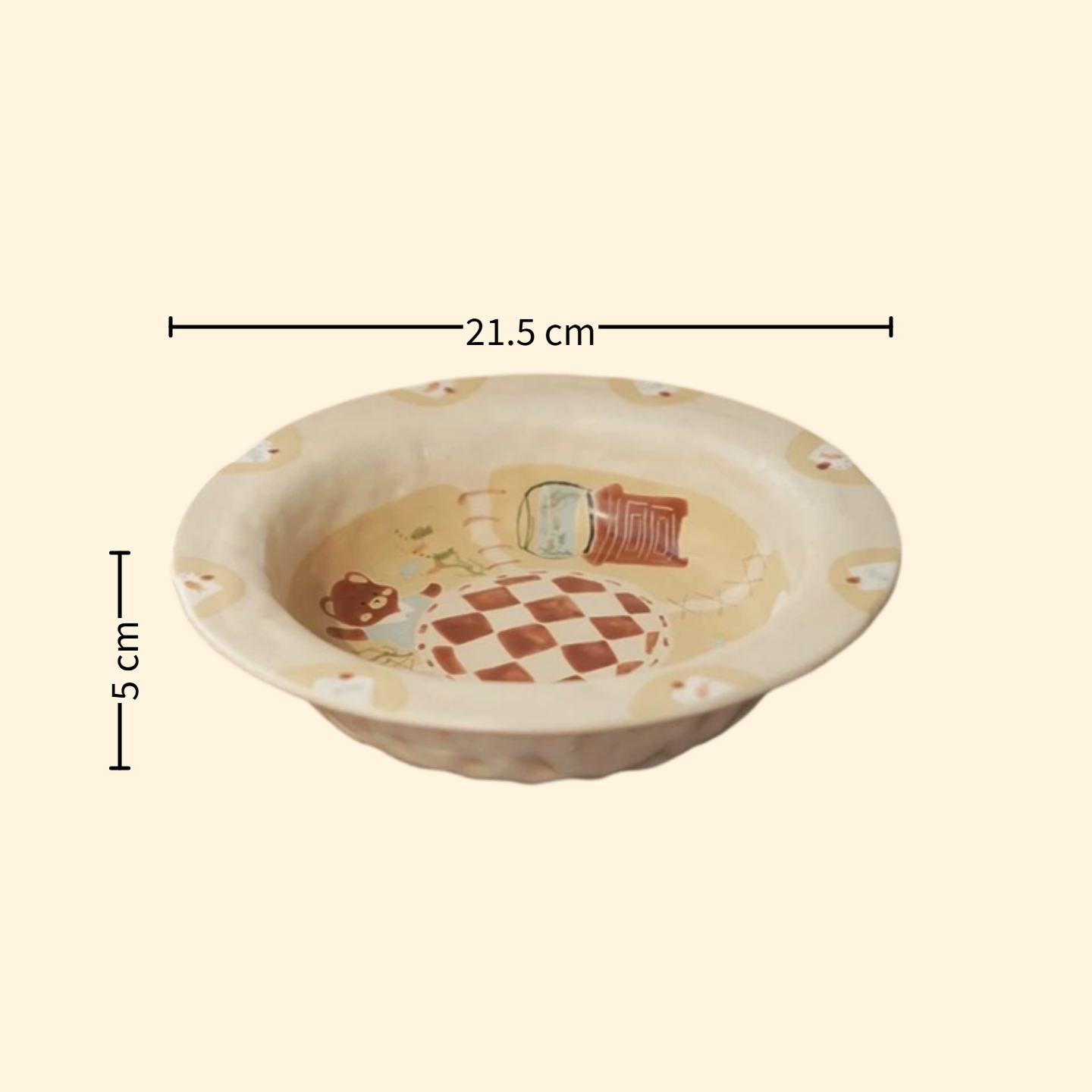 【Handmade to Order】Cute Vintage Bear Round Plate