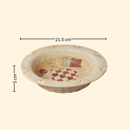 【Handmade to Order】Cute Vintage Bear Round Plate