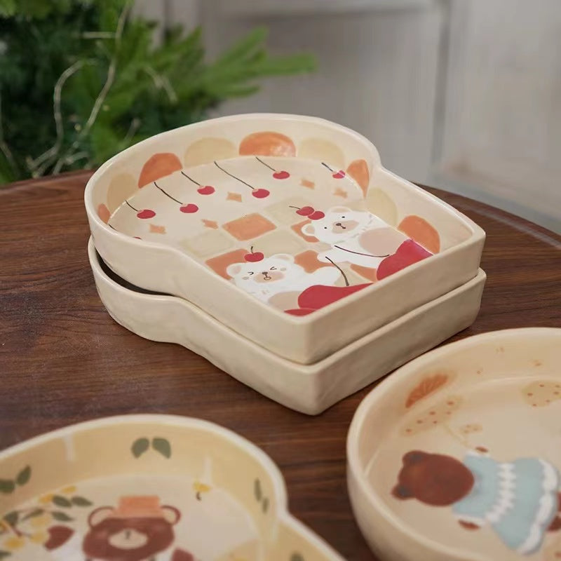 【Handmade to Order】Cute Bread Toast Shaped Plate