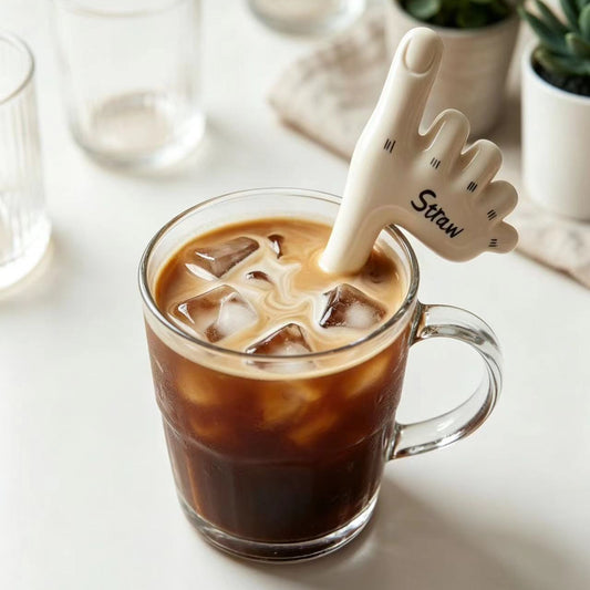 Handmade ceramic straw with quirky big toe design -MeowCeramics