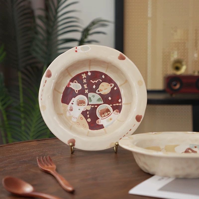 【Handmade to Order】Cute Vintage Bear Round Plate
