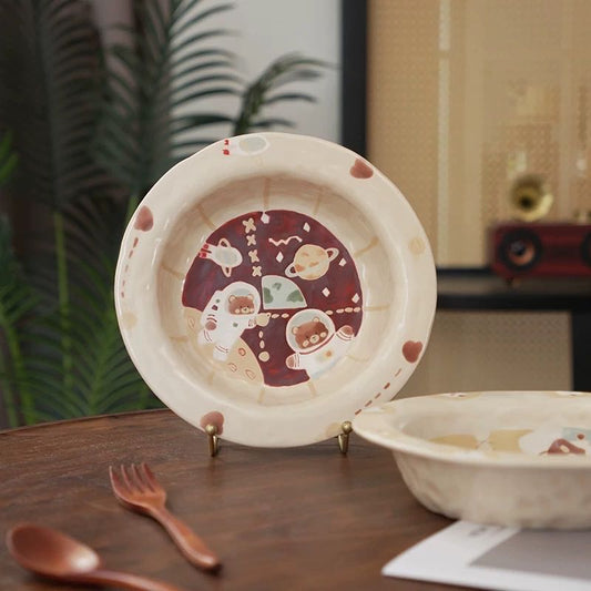 【Handmade to Order】Cute Vintage Bear Round Plate