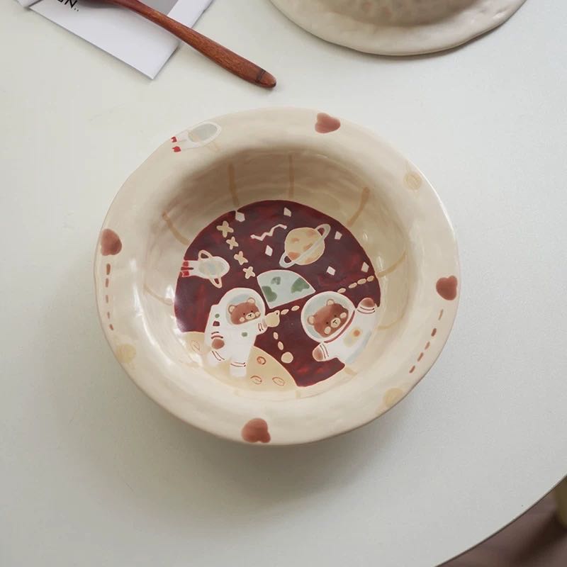 【Handmade to Order】Cute Vintage Bear Round Plate