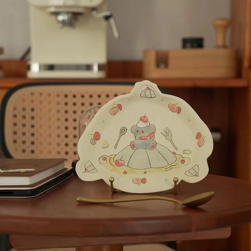 【Handmade to Order】Cute Pumpkin Fox Irregular-Shaped Plate