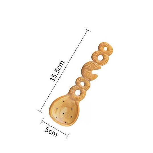 Cookie Sweet ceramic spoon — 3D cookie-textured handle, underglaze painted, food-safe, MeowCeramics