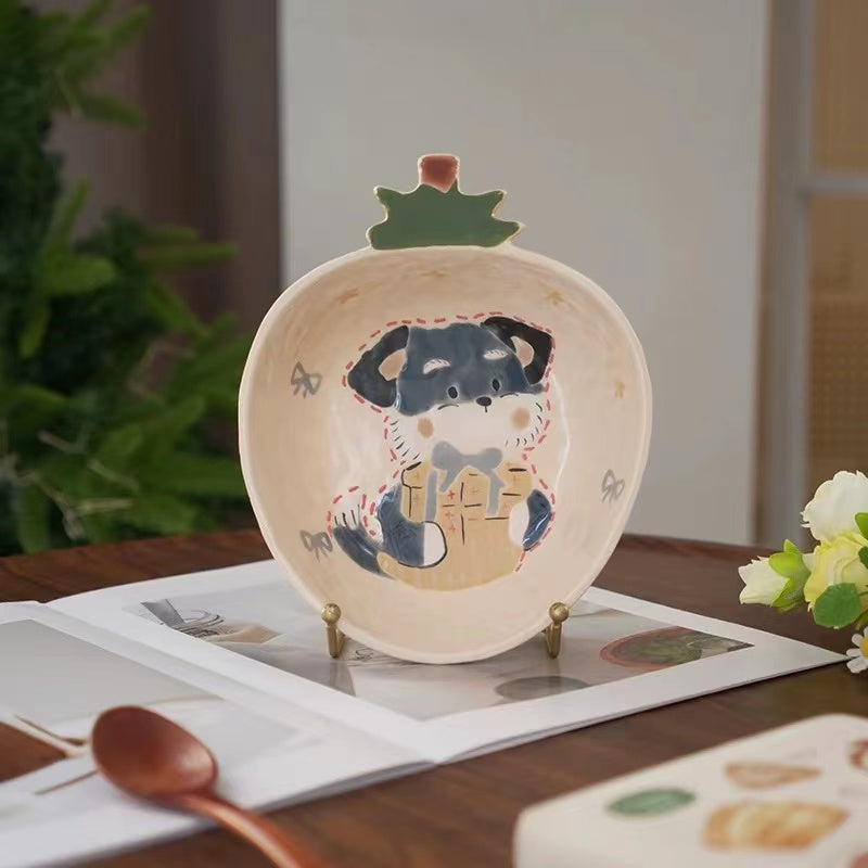 【Handmade to Order】Cute Strawberry Cat & Dog Dessert Fruit Plate