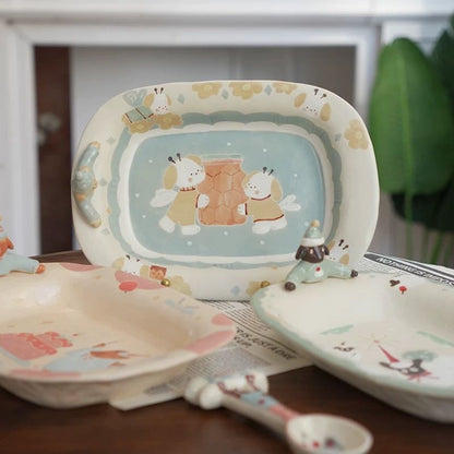 【Handmade to Order】Cute 3D Puppy with Hat Oblong Plate