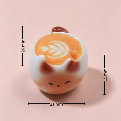 Mini Siamese Cat Latte Art Resin Cup Figurines — Set of 5 | Coffee & Matcha | Desk Ornament