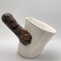Brindle cat paw tilt mug — handmade optical illusion ceramic, 250ml, MeowCeramics