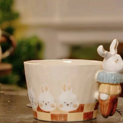 【Handmade to Order】Adorable Hand-Sculpted Bunny Series Ceramic Coffee Mug