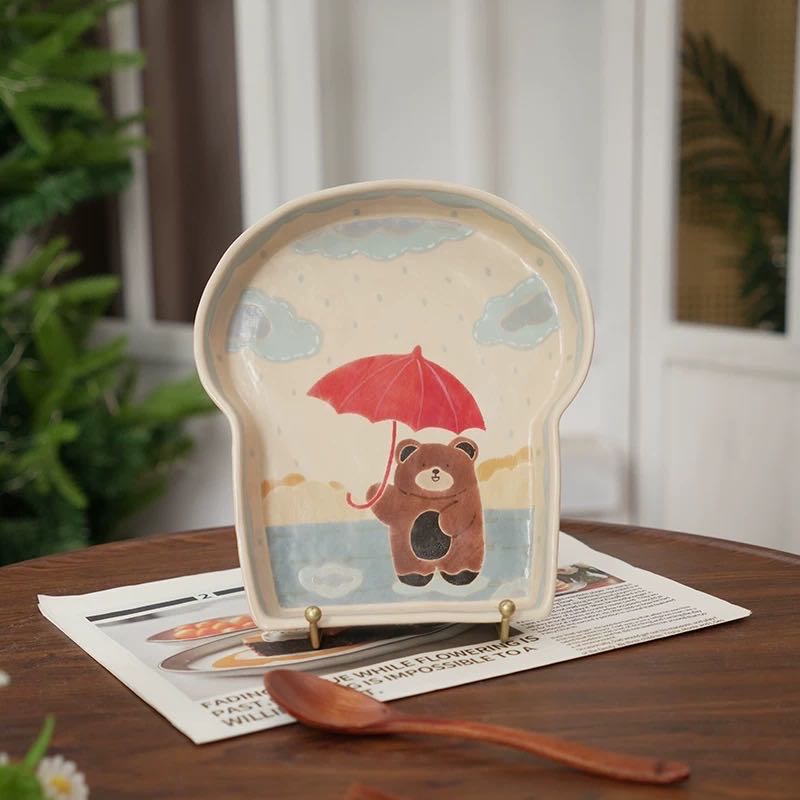【Handmade to Order】Cute Bread Toast Shaped Plate