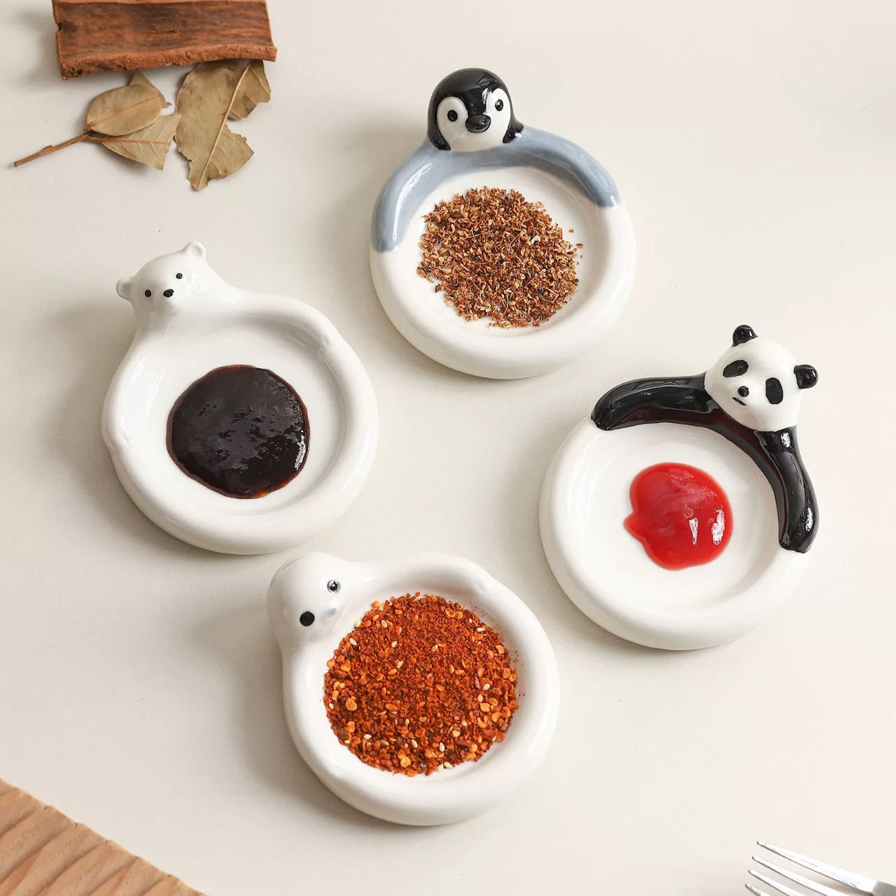 Adorable Hand-Painted Ceramic Animal Dipping Dishes