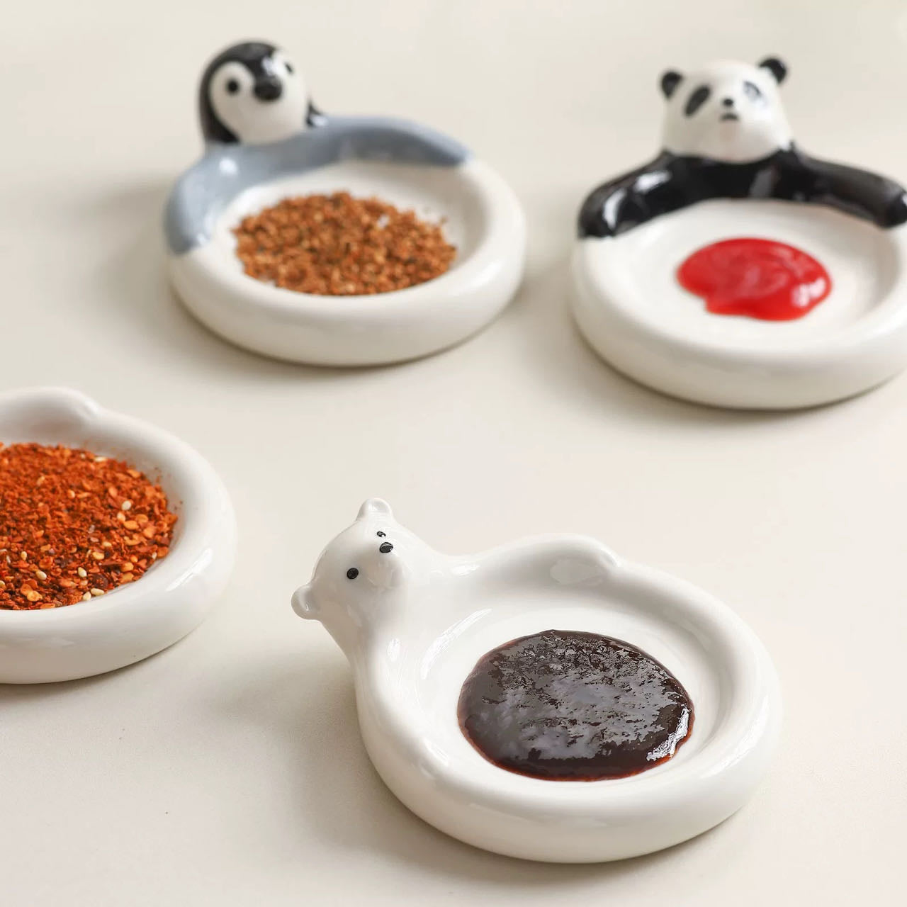 Adorable Hand-Painted Ceramic Animal Dipping Dishes
