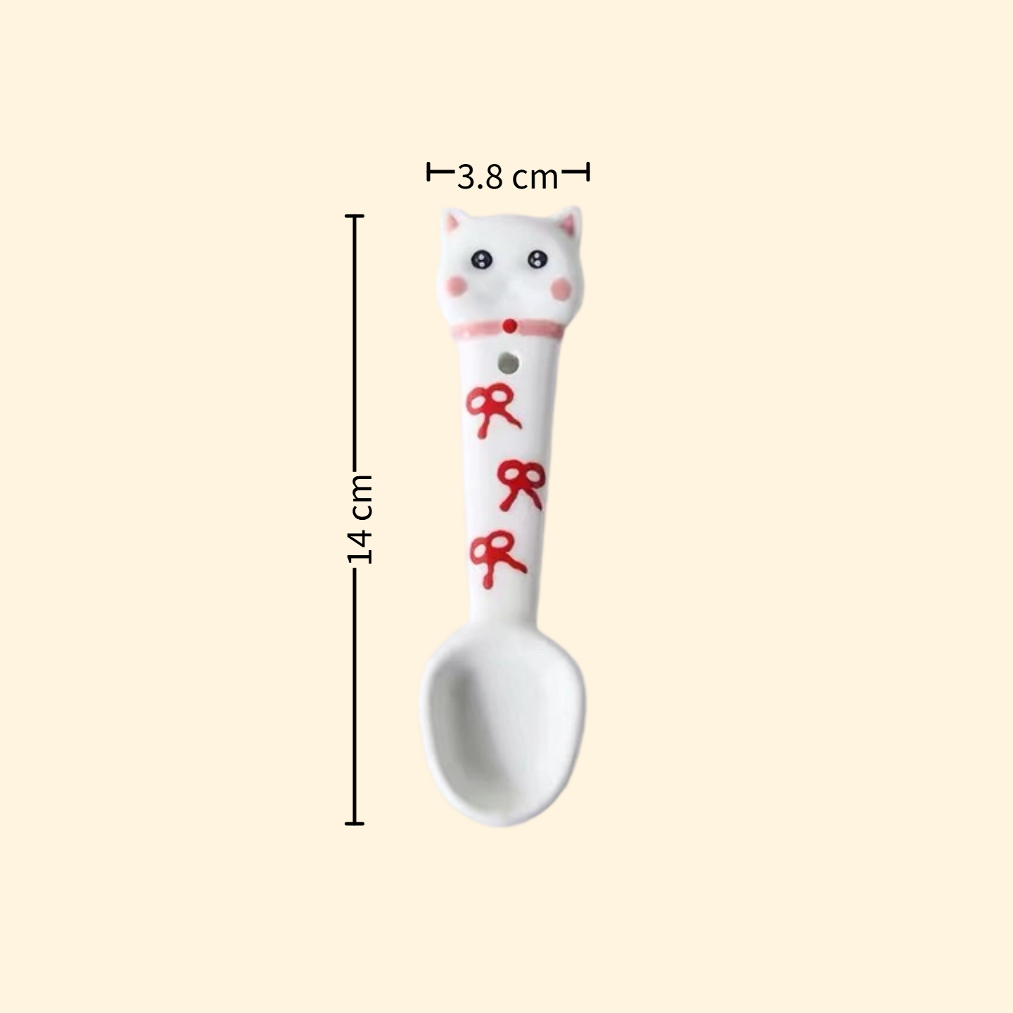 White Garfield handmade ceramic spoon — underglaze painted, food-safe, MeowCeramics