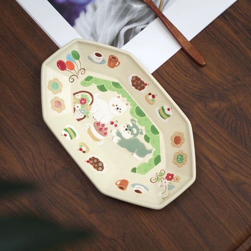 【Handmade to Order】Cute Westie (West Highland Terrier) Octagonal Plate