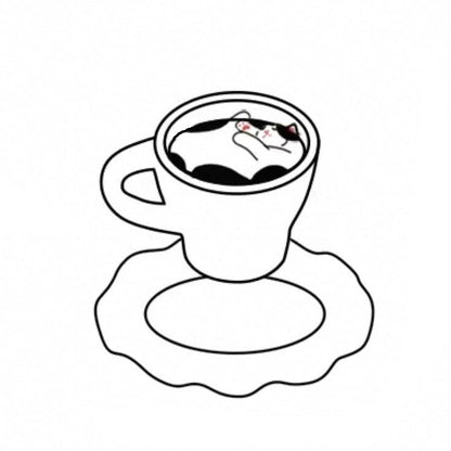 Handmade Cute Cat Coffee Cup & Saucer Set - 210ml