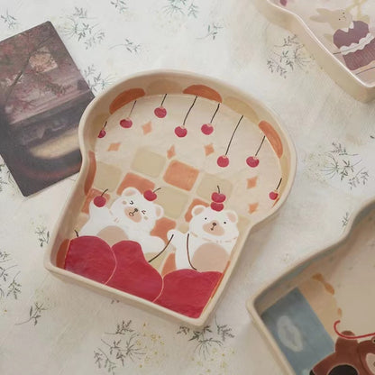 【Handmade to Order】Cute Bread Toast Shaped Plate