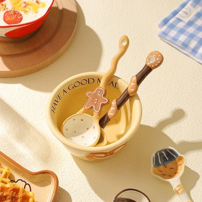 Bread-shaped ceramic spoon in use — soup and dessert spoon, MeowCeramics