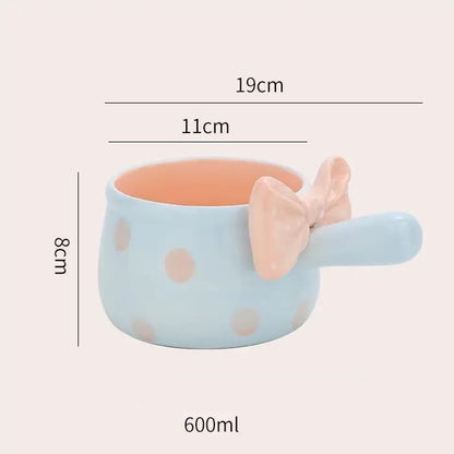 Adorable Ceramic Handled Bowls with Candy-Colored Bow Design