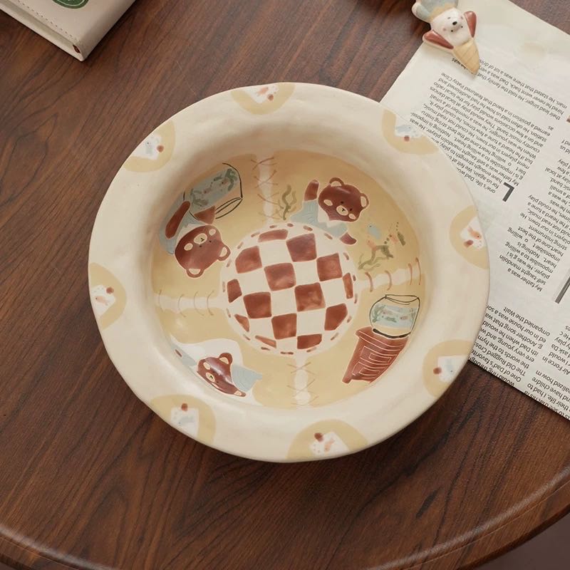 【Handmade to Order】Cute Vintage Bear Round Plate