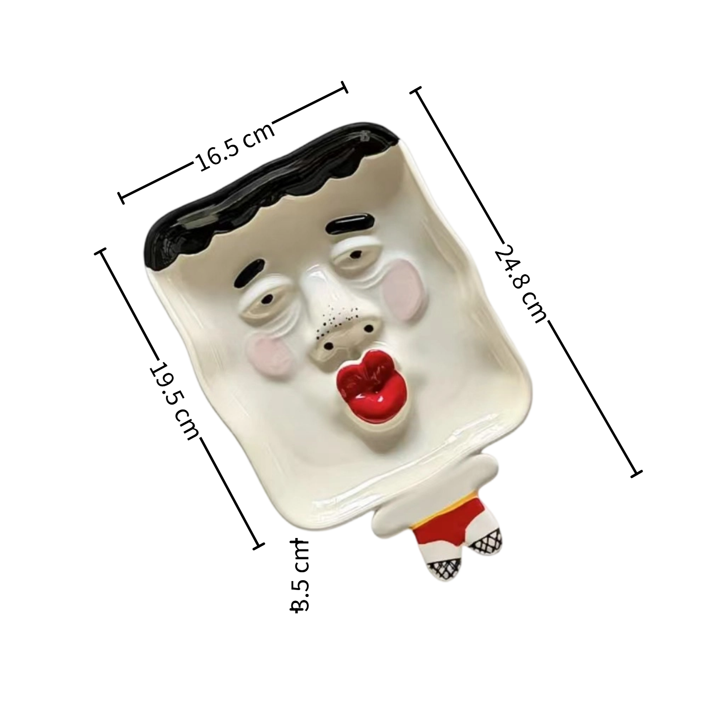 Quirky & Cute Abstract Pouty Face Ceramic Plate — Hand-Painted | Microwave & Dishwasher Safe