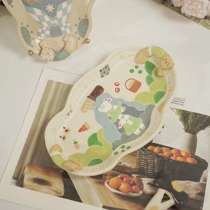 【Handmade to Order】Cute 3D Cat Scalloped Plate