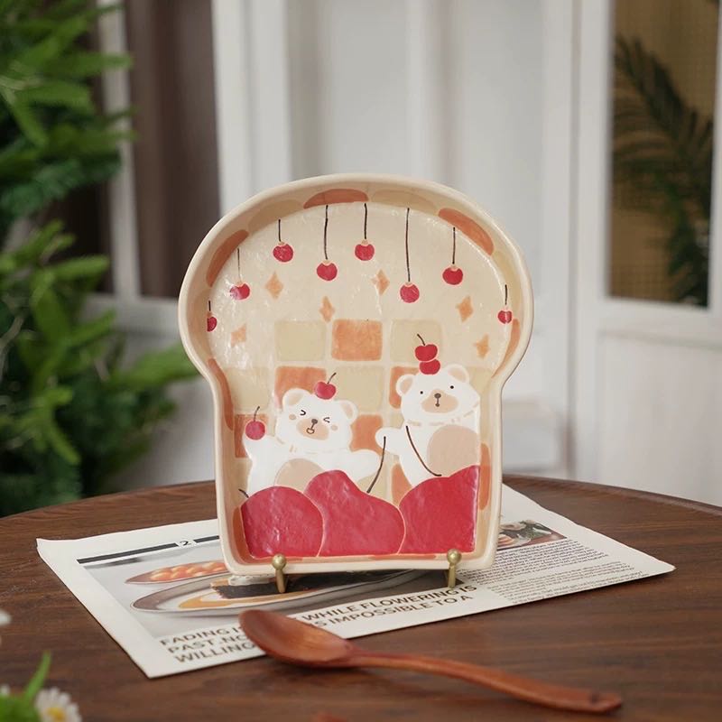 【Handmade to Order】Cute Bread Toast Shaped Plate