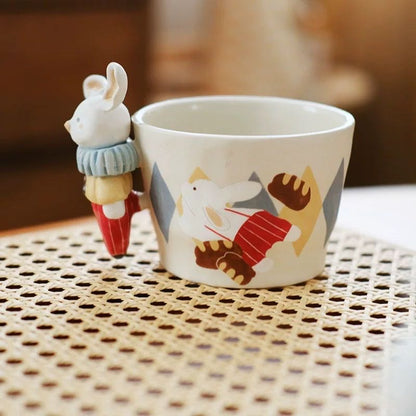 【Handmade to Order】Adorable Hand-Sculpted Bunny Series Ceramic Coffee Mug