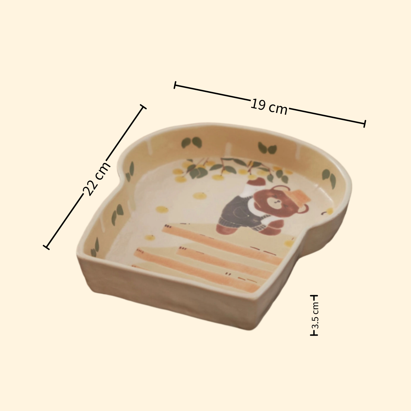 【Handmade to Order】Cute Bread Toast Shaped Plate